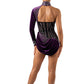 ByCharme Orchid Black Silver Velvet Latin Salsa Competition Dress - BCL-0034