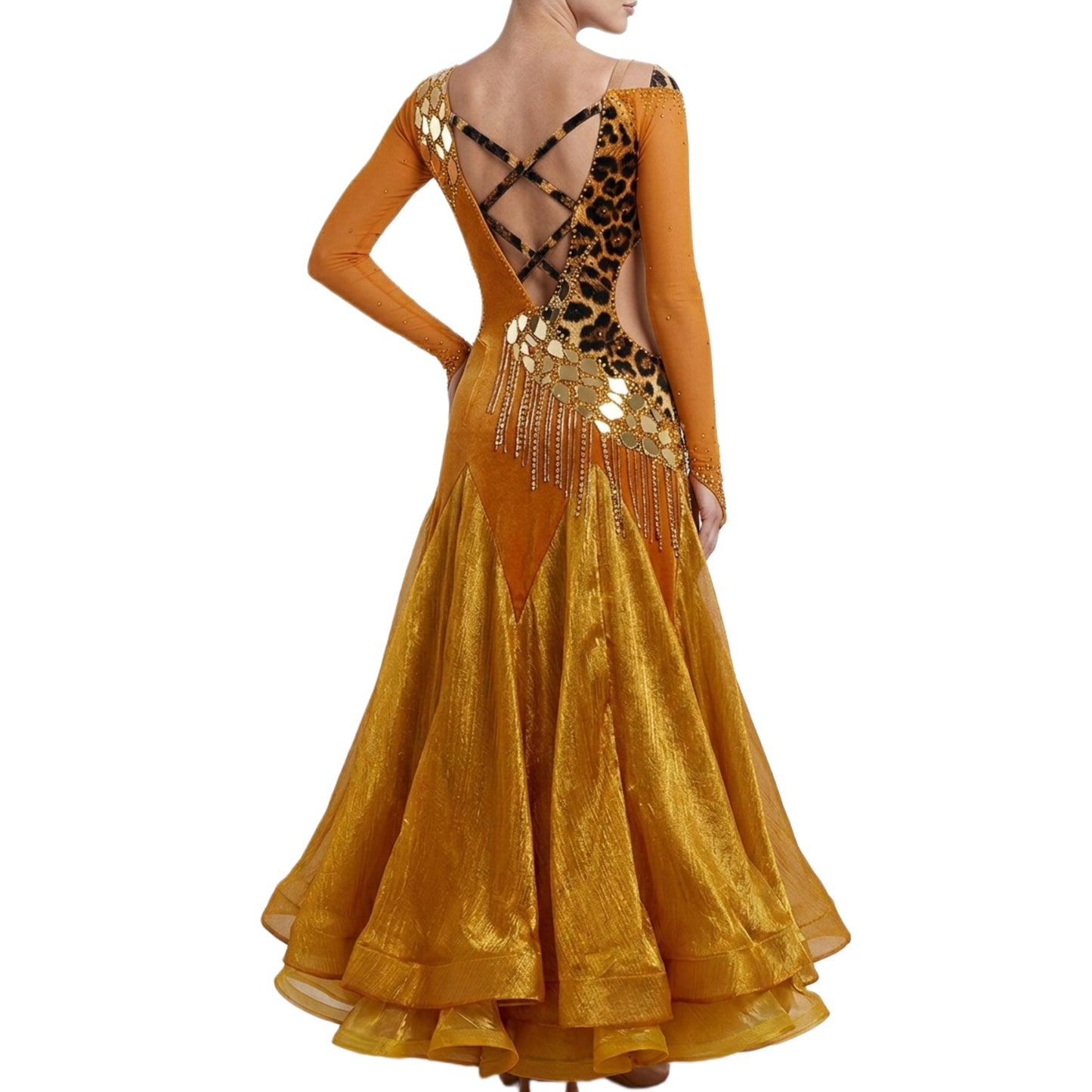 ByCharme Goldenrod Fringes Ballroom Competition Dress - BC-0035