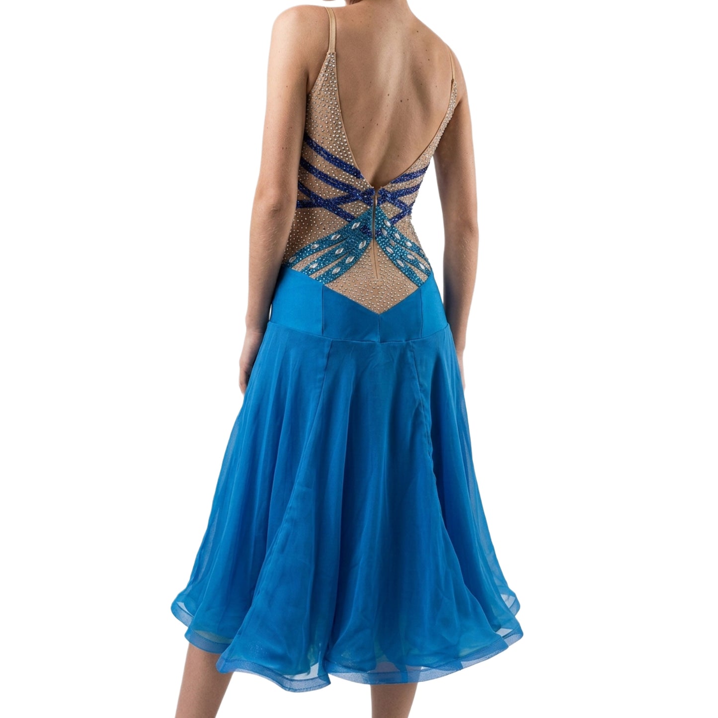 ByCharme Royal Blue Chiffon Ballroom Competition Dress - BC-0010