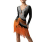 ByCharme Black Red Silver Fringes Latin Salsa Competition Dress - BCL-0054