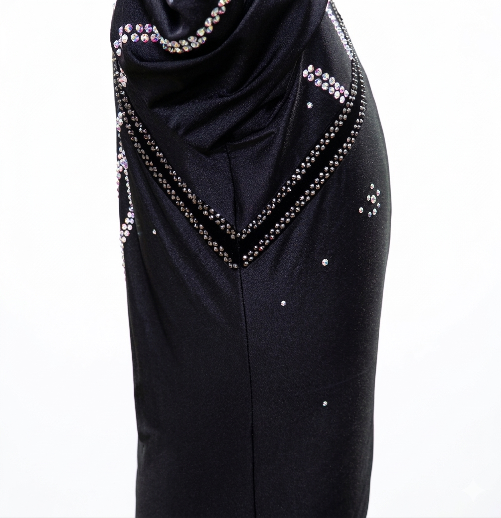 ByCharme Black Silver Velvet Men Latin Salsa Competition Shirt - BCM-0080