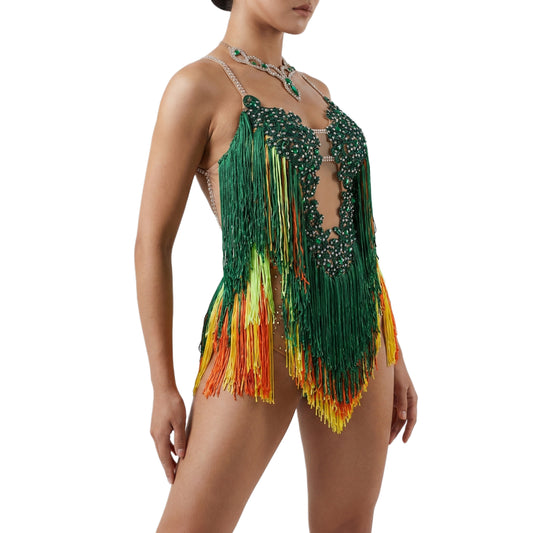 ByCharme Multicolor Fringes Latin Salsa Competition Dress - BCL-0048