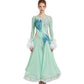 ByCharme Aquamarine Feather Ballroom Competition Dress - BC-0060