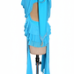 ByCharme Sky Blue Silver Tan Fringes Latin Salsa Competition Dress - BCL-0028