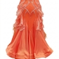 ByCharme Orange Red Feather Ballroom Competition Dress - BC-0215