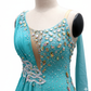 ByCharme Cyan Blue Chiffon Ballroom Competition Dress - BC-0055