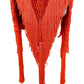 ByCharme Orange Red Velvet Fringes Latin Salsa Competition Dress - BCL-0187