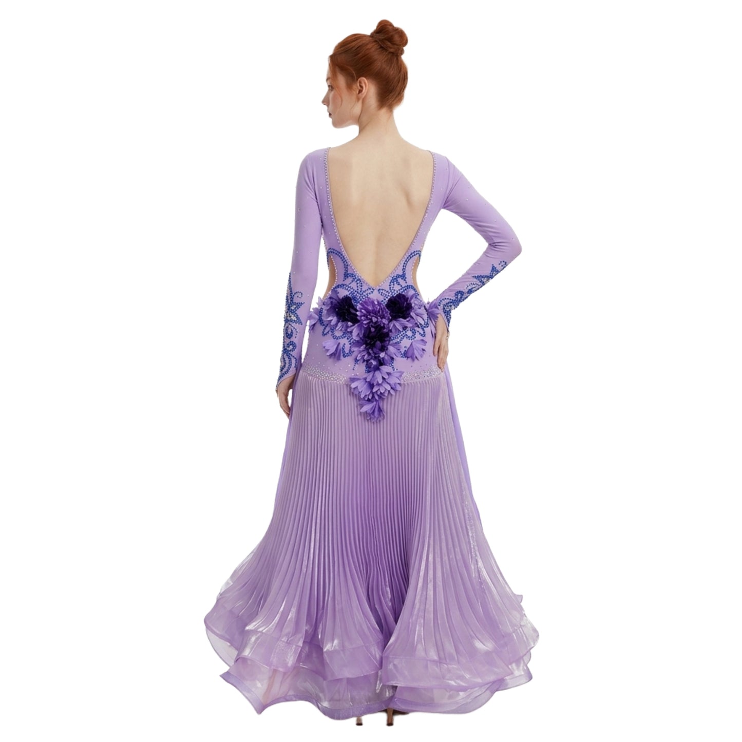 ByCharme Violet Fringes Ballroom Competition Dress - BC-0066