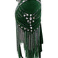 ByCharme Dark Green Silver Gold Fringes Latin Salsa Competition Dress - BCL-0186