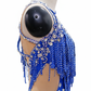 ByCharme Blue Silver Tan Fringes Latin Salsa Competition Dress - BCL-0072