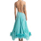 ByCharme Sky Blue Feather Ballroom Competition Dress - BC-0043