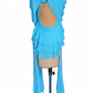 ByCharme Sky Blue Silver Tan Fringes Latin Salsa Competition Dress - BCL-0028