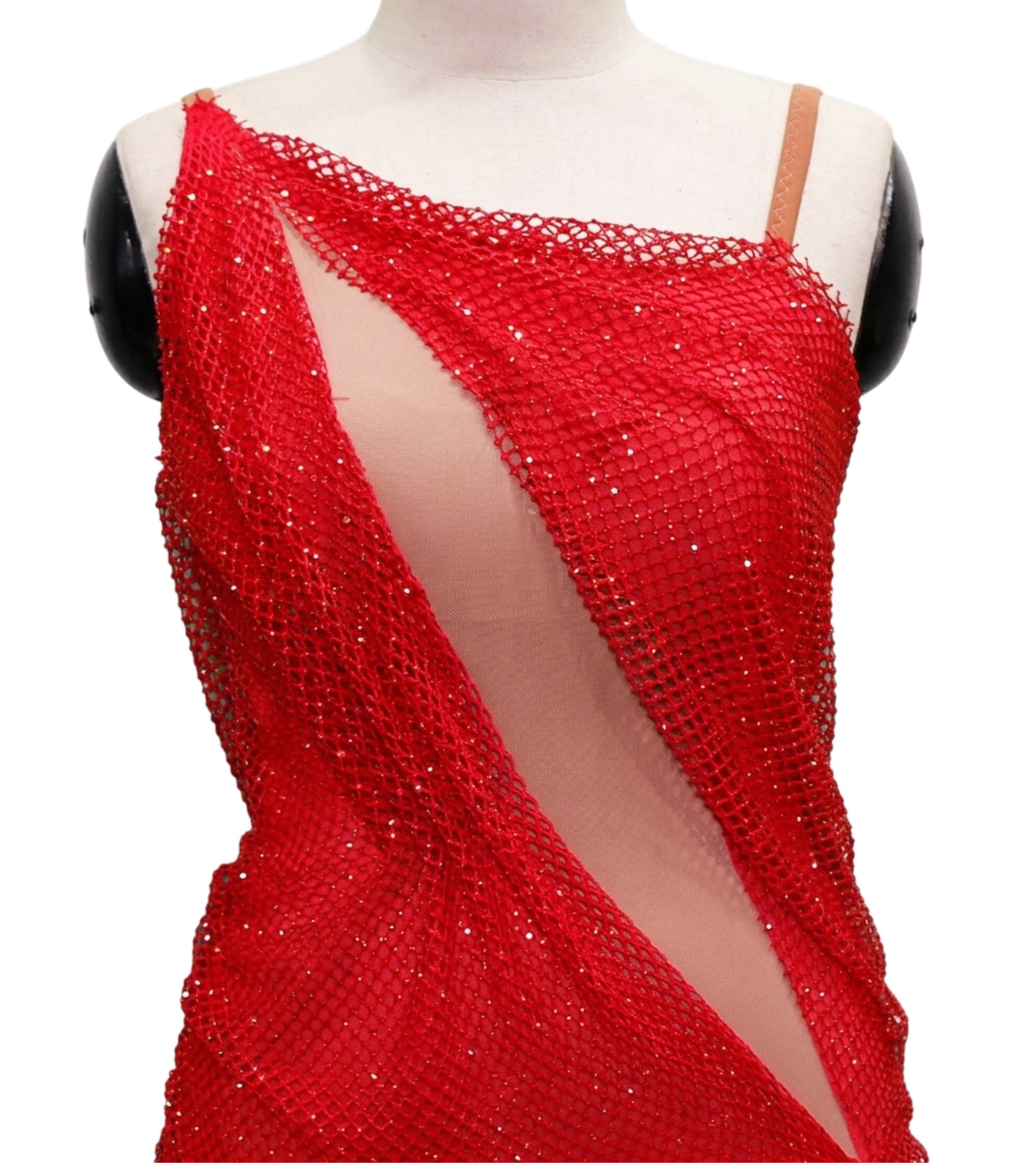 ByCharme Bright Red Rhinestone Ballroom Competition Dress - BC-0232