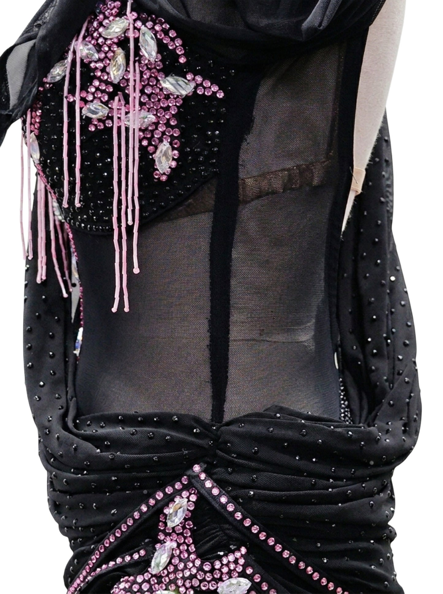 ByCharme Black Hot Pink Fringes Latin Salsa Competition Dress - BCL-0102