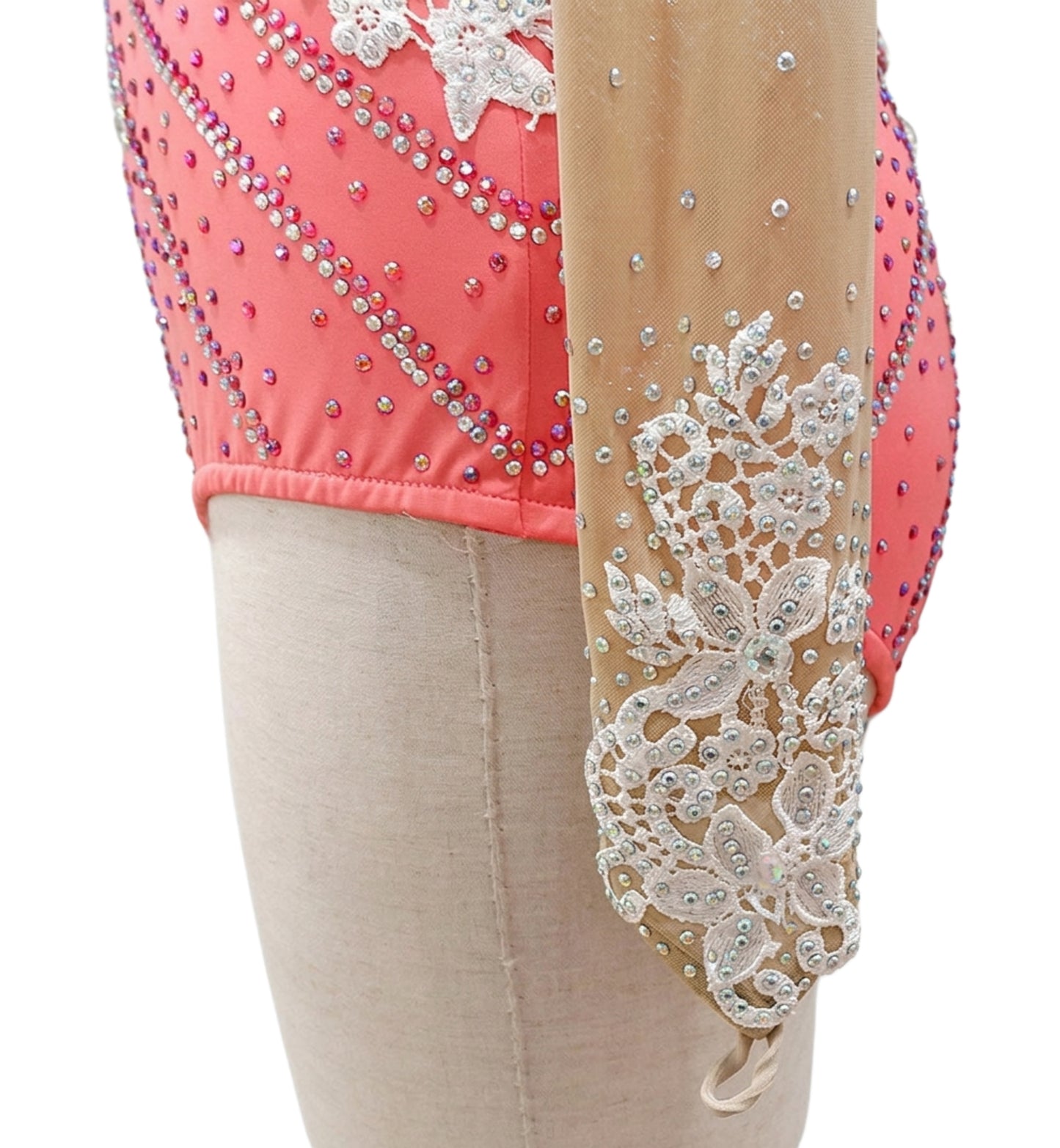 ByCharme Indian Red White Tan Latin Salsa Competition Dress - BCL-0133