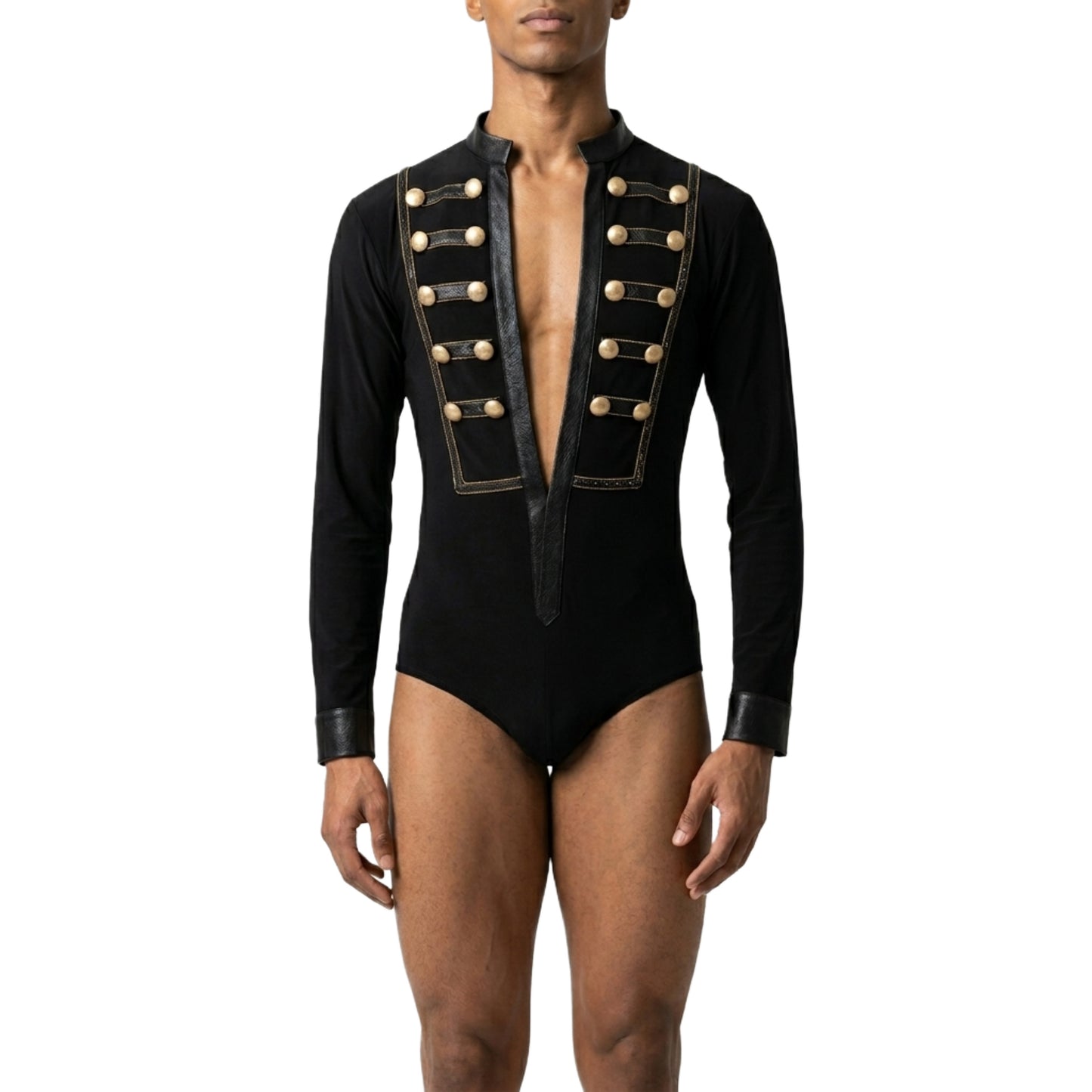 ByCharme Black Lycra Men Latin Salsa Competition Shirt - BCM-0054