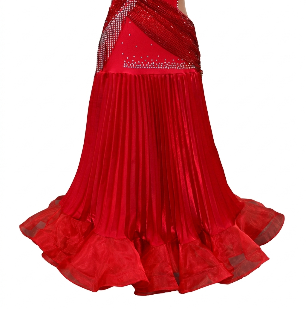 ByCharme Bright Red Fringes Ballroom Competition Dress - BC-0225