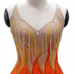 ByCharme Orange Gold Tan Chiffon Latin Salsa Competition Dress - BCL-0080
