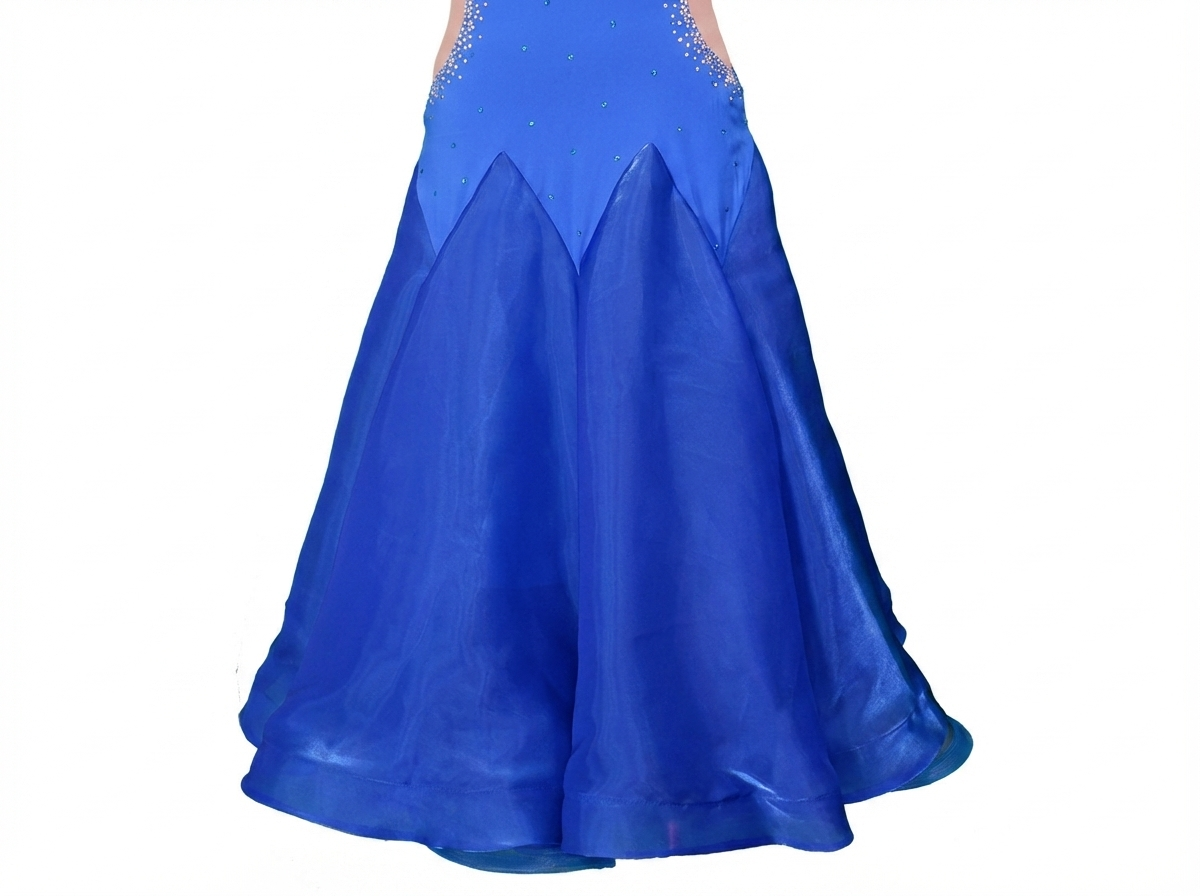 ByCharme Medium Blue Rhinestone Ballroom Competition Dress - BC-0231