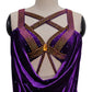 ByCharme Blue Violet Gold Velvet Latin Salsa Competition Dress - BCL-0150