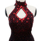 ByCharme Black Red Rhinestone Ballroom Competition Dress - BC-0234