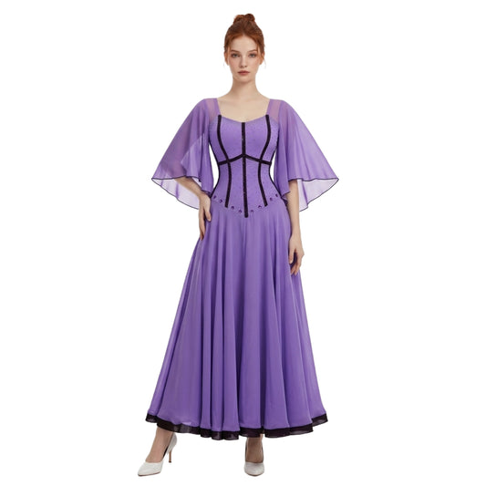 ByCharme Light Purple Chiffon Ballroom Competition Dress - BC-0065