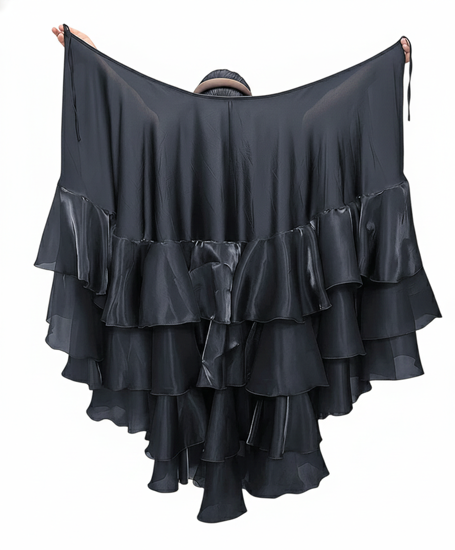 ByCharme Black Tan Chiffon Latin Salsa Competition Dress - BCL-0003