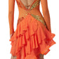 ByCharme Orange Red Gold Chiffon Latin Salsa Competition Dress - BCL-0088