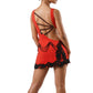 ByCharme Red Black Brown Fringes Latin Salsa Competition Dress - BCL-0059