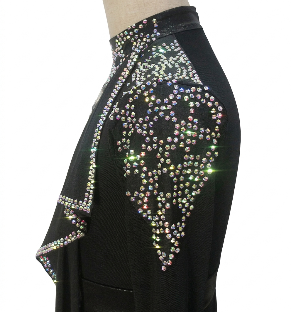 ByCharme Black Silver Mesh Men Latin Salsa Competition Shirt - BCM-0076