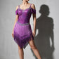 ByCharme Orchid Fringes Latin Salsa Competition 2 in 1 Dress - BC2-0004