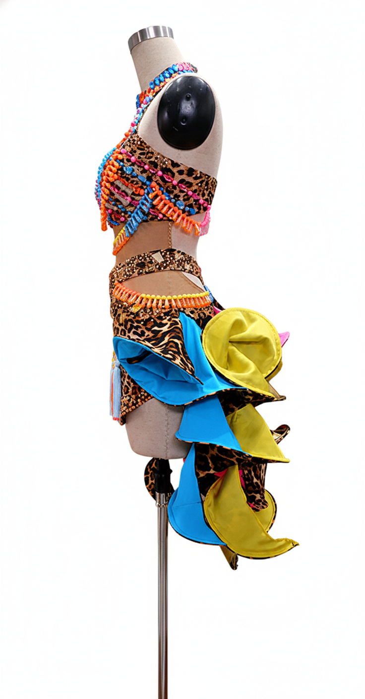 ByCharme Leopard Brown Exquisite Edition Latin Salsa Competition Dress - BCL-0030
