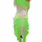 ByCharme Green Pink Chiffon Latin Salsa Competition Dress - BCL-0029