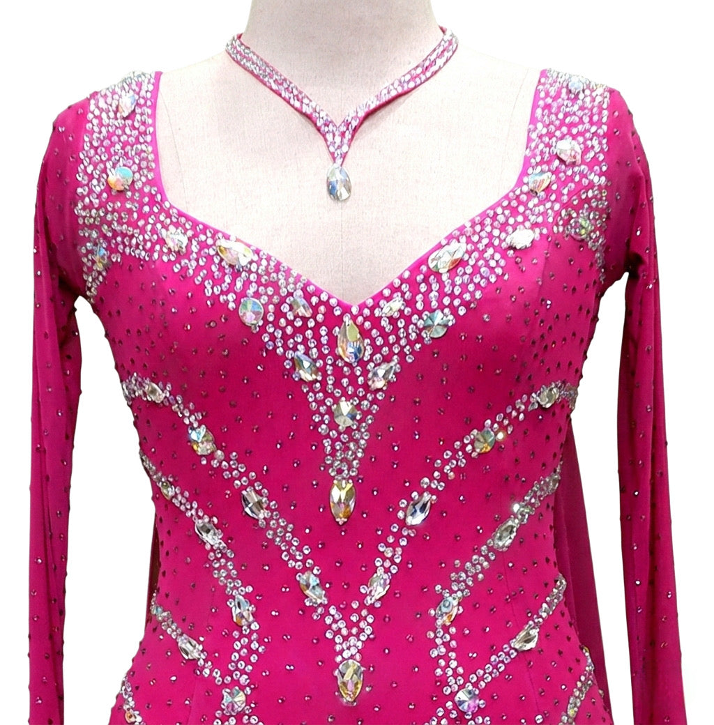 ByCharme Magenta Chiffon Ballroom Competition Dress - BC-0023