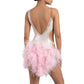 ByCharme Silver Pink Gold Feathers Latin Salsa Competition Dress - BCL-0158