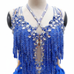 ByCharme Blue Silver Tan Fringes Latin Salsa Competition Dress - BCL-0072