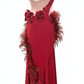 ByCharme Firebrick Feather Ballroom Competition Dress - BC-0050