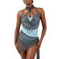 ByCharme Sky Blue Black Rhinestones Latin Salsa Competition Dress - BCL-0175