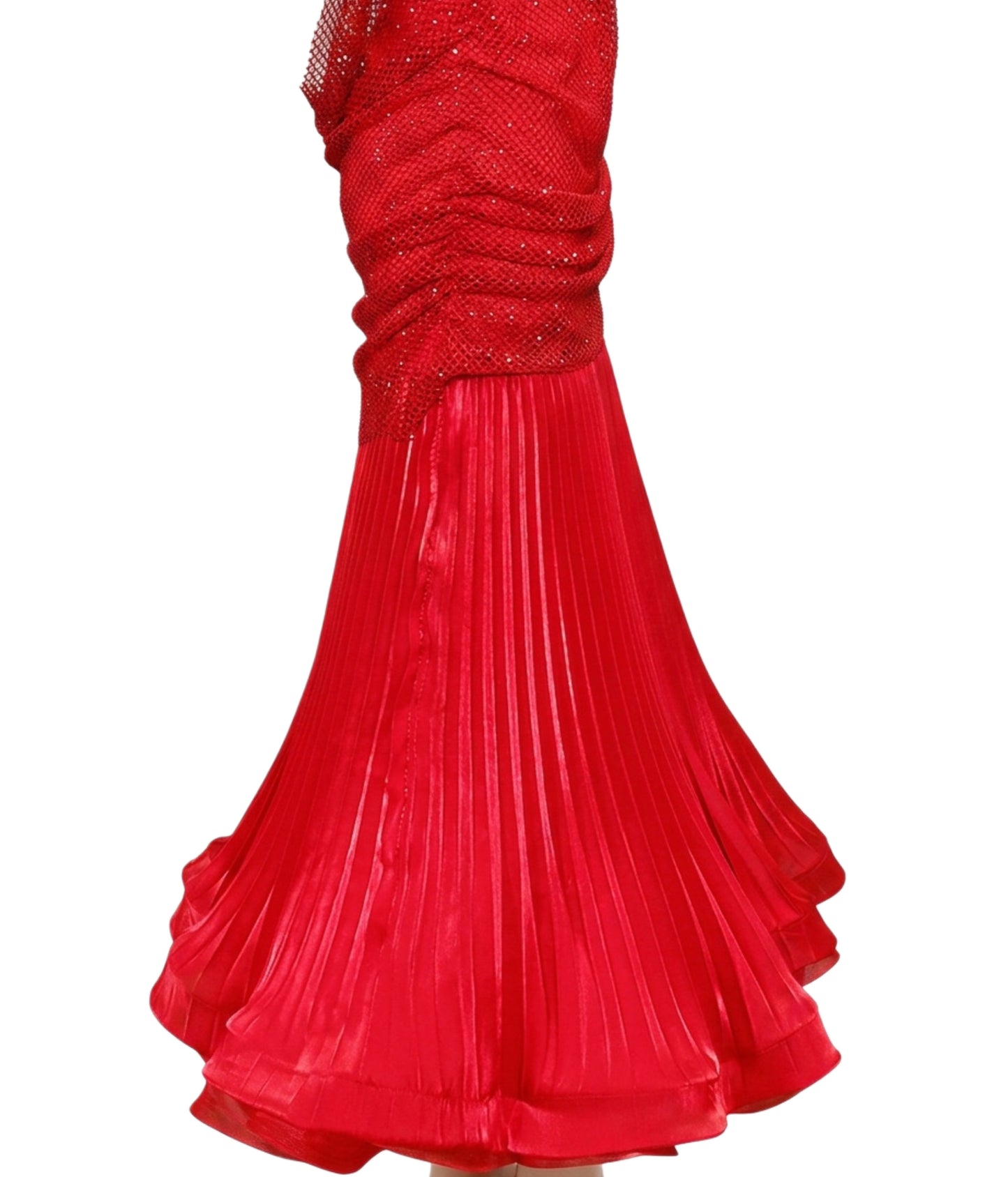 ByCharme Bright Red Rhinestone Ballroom Competition Dress - BC-0232