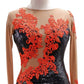 ByCharme Black Orange Red Sequined Latin Salsa Competition Dress - BCL-0143