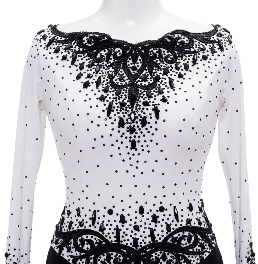 ByCharme Black & White Ballroom Competition Dress - BC-0005