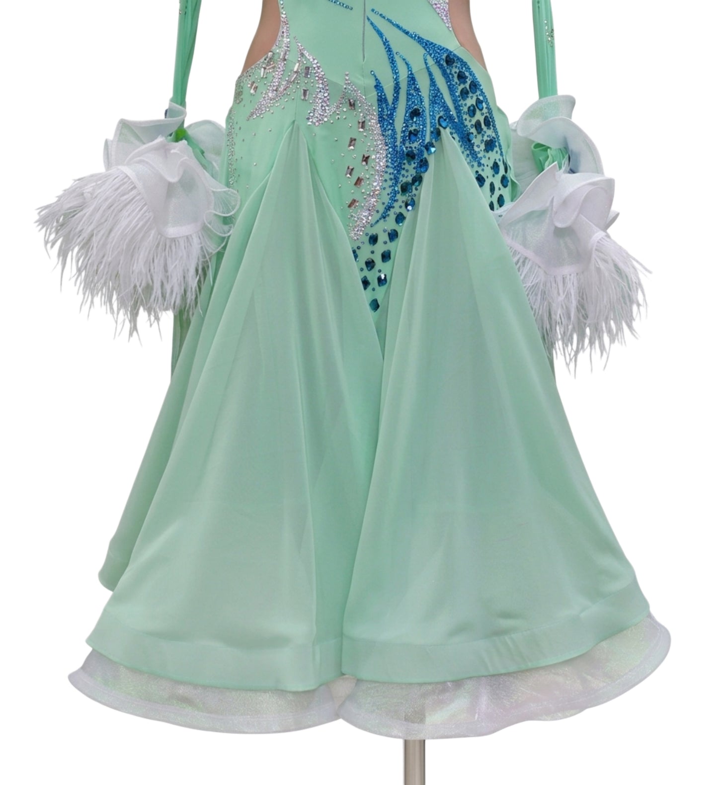 ByCharme Aquamarine Feather Ballroom Competition Dress - BC-0060