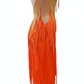 ByCharme Orange Gold Tan Chiffon Latin Salsa Competition Dress - BCL-0080