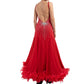 ByCharme Bright Red Feather Ballroom Competition Dress - BC-0022