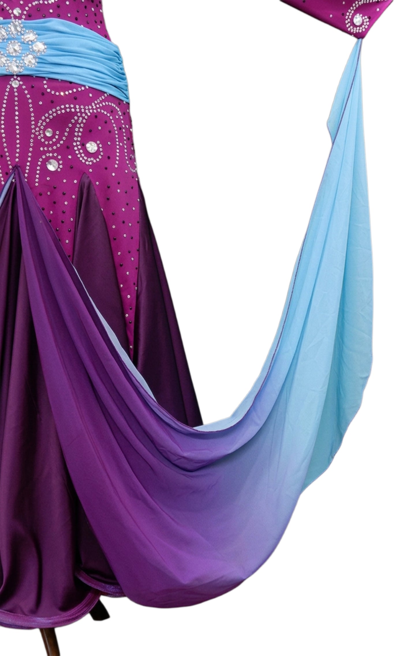 ByCharme Medium Orchid Chiffon Ballroom Competition Dress - BC-0062