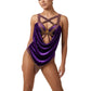 ByCharme Blue Violet Gold Velvet Latin Salsa Competition Dress - BCL-0150