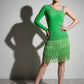 ByCharme Green Fringes Latin Salsa Competition 2 in 1 Dress - BC2-0006