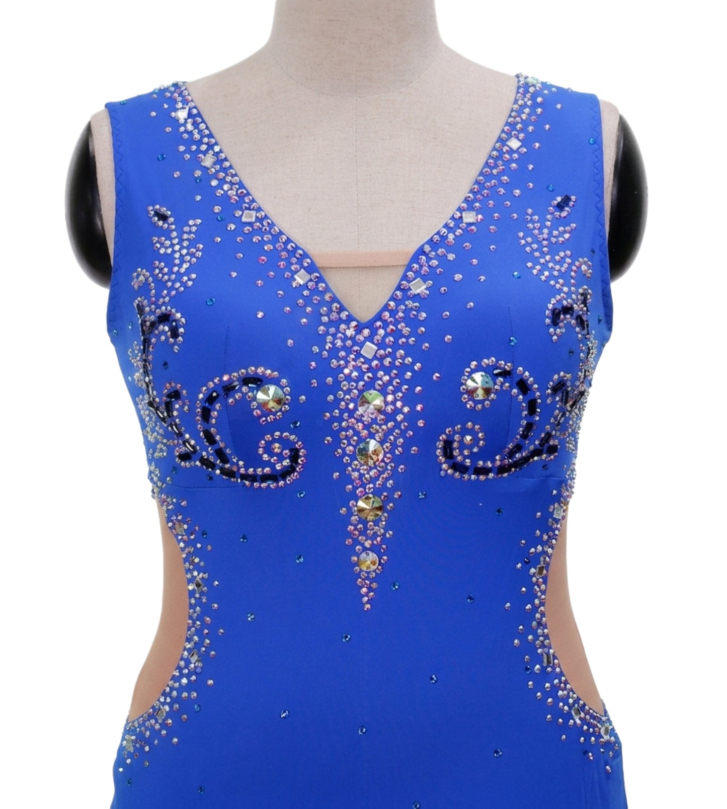 ByCharme Medium Blue Rhinestone Ballroom Competition Dress - BC-0231