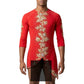 ByCharme Red Lycra Men Latin Salsa Competition Shirt - BCM-0020