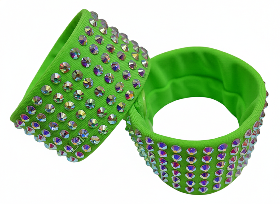 ByCharme Green Pink Chiffon Latin Salsa Competition Dress - BCL-0029